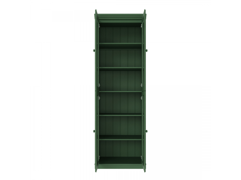 Estante Biblioteca 220 cm em Madeira Maciça com 4 Portas de Vidro com acabamento na cor verde | Coleção Biblioteca
